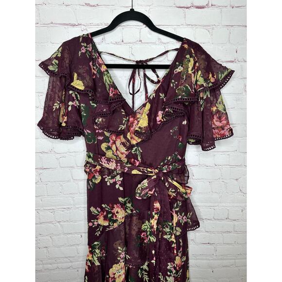 NEW Asos Design Maternity Drape Midi Dress Purple Berry Print Womens Maternity 6 - Picture 7 of 10